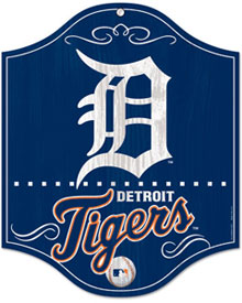 Detroit Tigers wooden logo sign