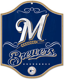 Milwaukee Brewers wooden logo sign