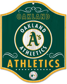Oakland A's wooden logo sign