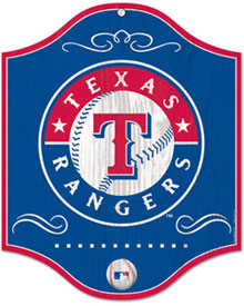 Texas Rangers wooden logo sign