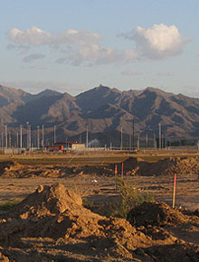 The future site of the Sports Complex, with the Estrella Mountains in the background