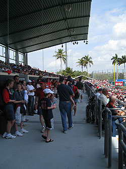 City of Palms Park's wide interior aisle is a great place to stand during the game