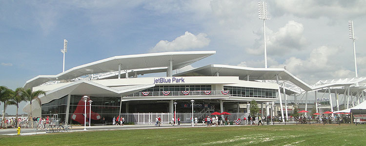 The facade of JetBlue Park at Fenway South
