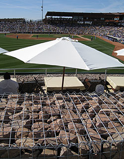 Gabion walls add a natural touch to Camelback Ranch