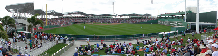 View of JetBlue Park from its bleachers and berm