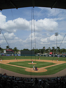 The view from behind home plate at City of Palms Park, the soon to be former home of the Red Sox