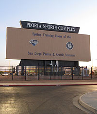 Backside of Peoria Sports Complex scoreboard