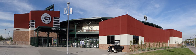 The front facade of Sloan Park