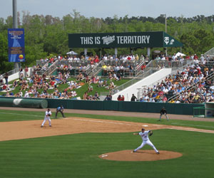 A berm and party deck were added to Hammond Stadium in 2007