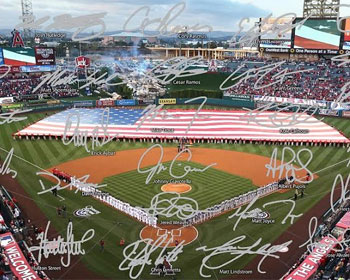 Angel Stadium photo with signatures