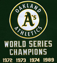 athletics team Oakland banner swinging as the