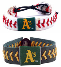 Oakland A's baseball seam bracelets