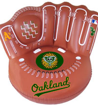 A's inflatable baseball glove chair