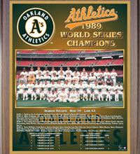 Oakland A's 1989 champions Healy plaque