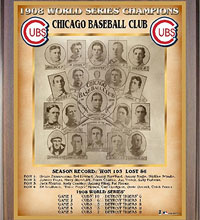 Chicago Cubs 1908 champions Healy plaque
