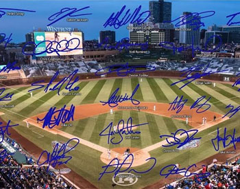 Wrigley Field photo with signatures
