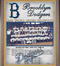 Brooklyn Dodgers 1955 champions Healy plaque