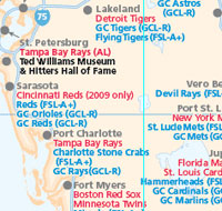 Baseball travel map
