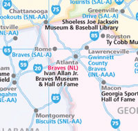 Baseball travel map