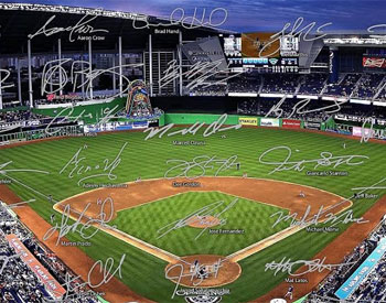 Marlins Park photo with signatures