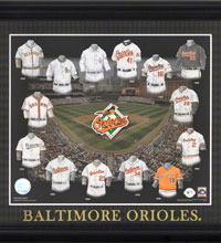 Baltimore Orioles uniform evolution collage