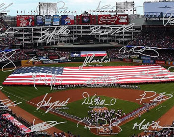 Rangers Ballpark photo with signatures