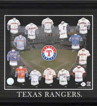 Texas Rangers uniform evolution collage