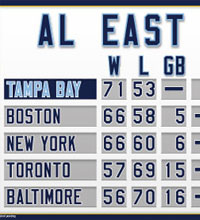 Mini Tampa Bay AL East standings