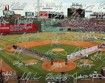 Fenway Park photo with signatures