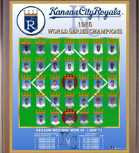 Kansas City Royals 1985 champions Healy plaque