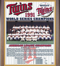 Minnesota Twins 1991 champions Healy plaque
