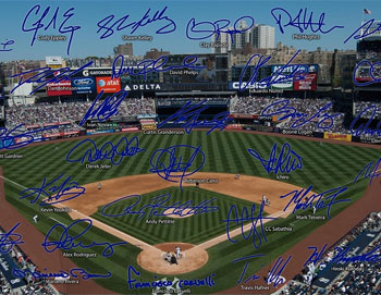 Yankee Stadium photo with signatures