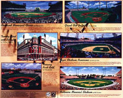 Vintage American League ballparks poster