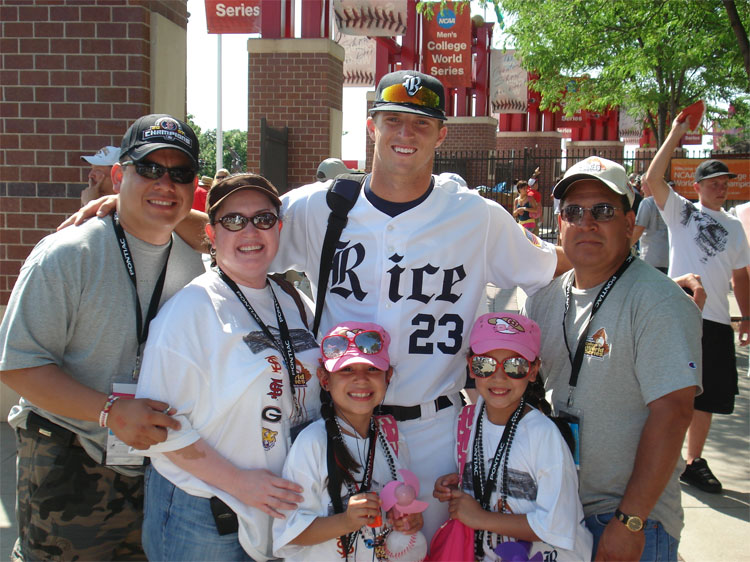 Rice pitcher Bryan Price with the Najera family