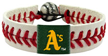 Oakland A's baseball seam bracelet