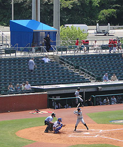 The blue tent at AT&T Field is home to a now unused barber chair