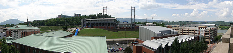 AT&T Field overlooks the Chattanooga skyline from its perch on Hawk Hill