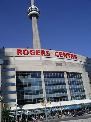 The CN Tower is next door to the Rogers Centre