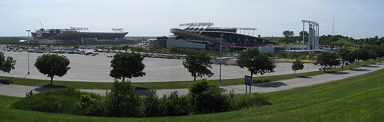 Kauffman Stadium is next to Arrowhead Stadium in Kansas City's Truman Sports Complex