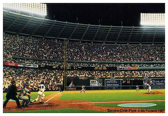 Hank Aaron Hitting #715 at Atlanta Stadium by Bill Purdom