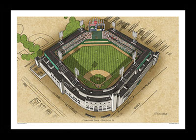 Framed Comiskey Park art poster