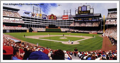 Framed First Pitch at Rangers Ballpark lithograph