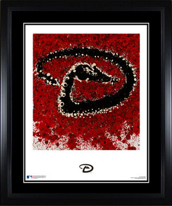 Framed and matted Diamondbacks logo art