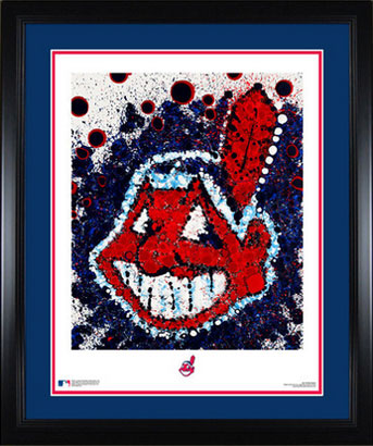 Framed and matted Indians logo art