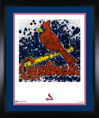 Framed and matted Cardinals logo art
