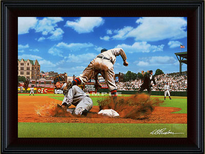 Framed Ty Cobb giclee print