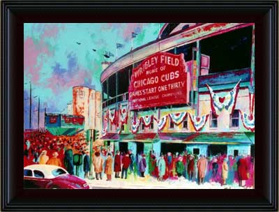 Framed 1945 Wrigley Field giclee print