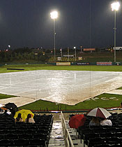 Isotopes Park in Albuquerque during a rain delay