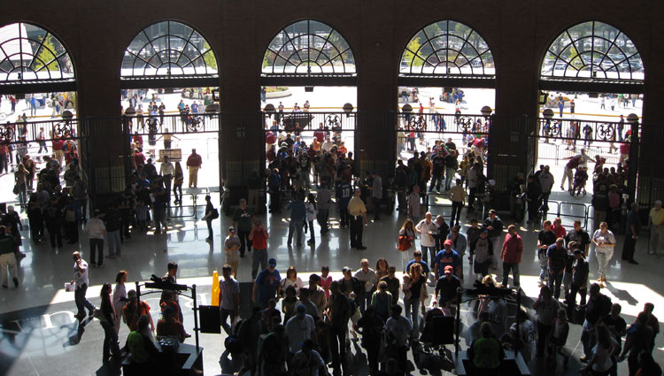 Arched gates in the Citi Field rotunda