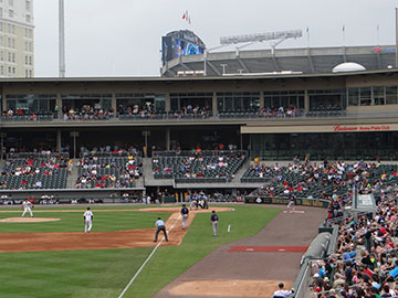 Carolina Panthers stadium seen behind BB&T Ballpark